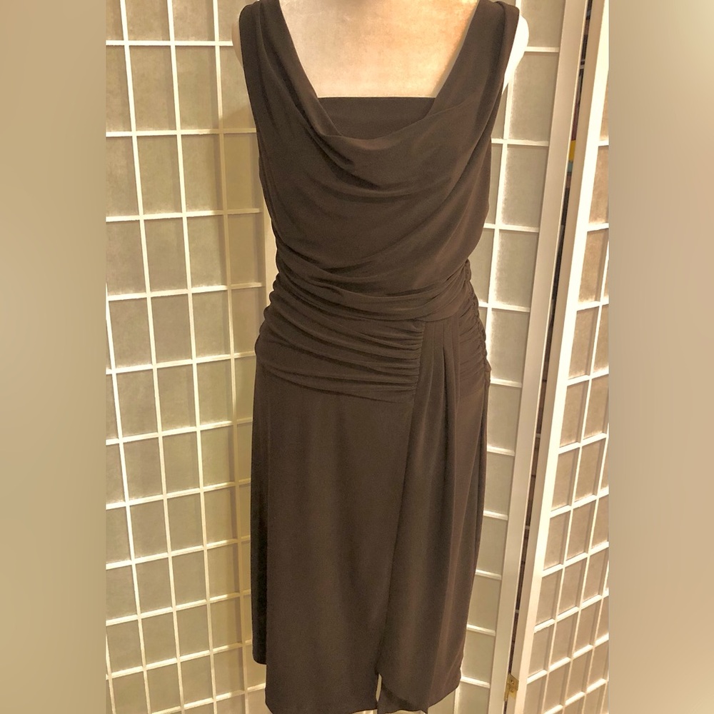 Frank Lyman Design Brown Draped Jersey Dress